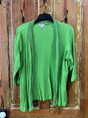 Women's Open-Front Bright Green Cardigan by D&CO